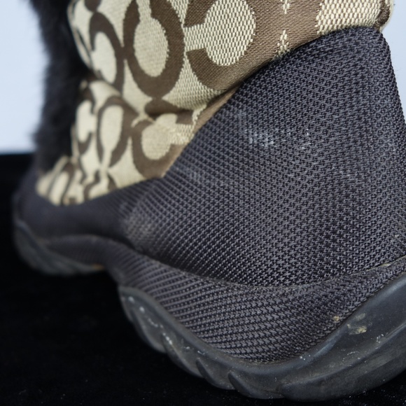Coach Jennie Monogram Tan & Brown Lace-Up Faux Rabbit Fur Boots, Size 8.5 B - Picture 14 of 16